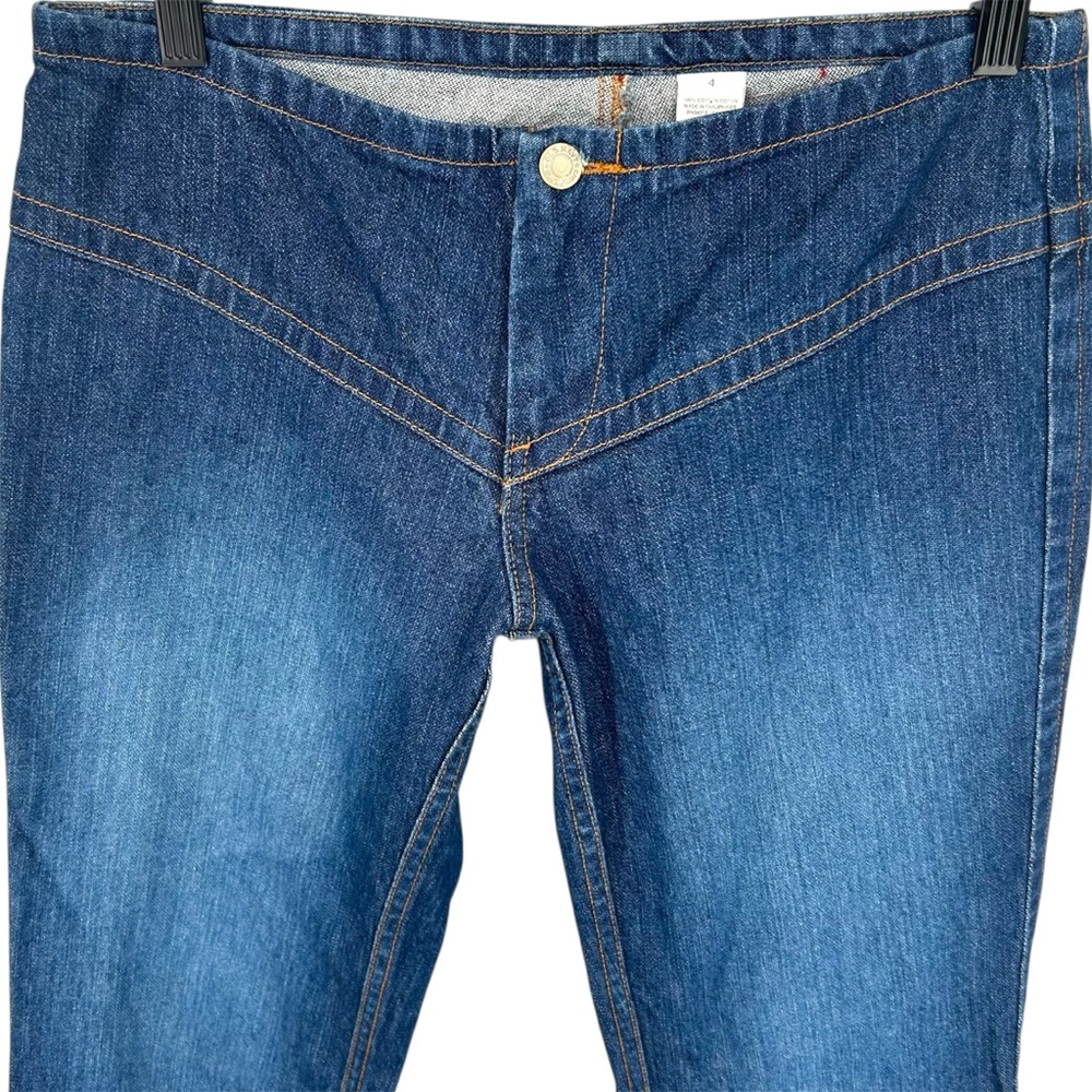 NEW Vtg Y2K Old Navy Low Rise Dark Wash Gold Contrast Stitching Bootcut Jeans - Picture 2 of 11